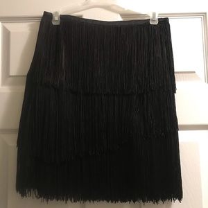 Zara black shimmy tassel fringe skirt